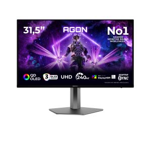 AOC AGON PRO AG326UZD2 - AG6 Series - OLED monitor - gaming - 32" (31.5" viewable) - 3840 x 2160 4K UHD (2160p) @ 240 Hz - 1000 cd/m² - 15000000:1 - DisplayHDR 500 True Black - 0.03 ms - 2xHDMI, DisplayPort, USB-C - speakers - black