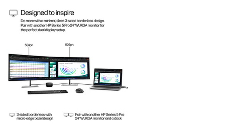 Refurbished HP S5 Pro 524pn 24" Monitor - additional view 3