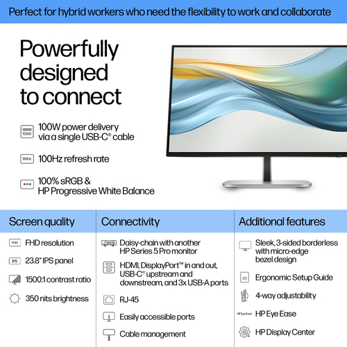 Refurbished HP S5 Pro 524pu 23.8" Monitor - additional view 3